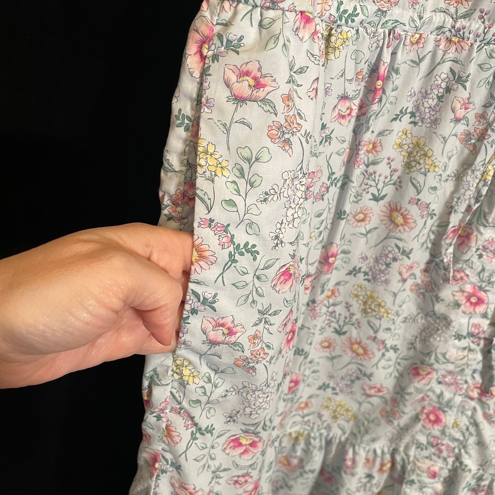 Janie and Jack Womens Dress Matching Moment Floral Flutter Sleeve Tiered Blue L - Picture 6 of 7